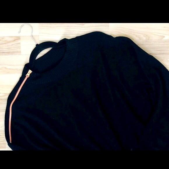 Women’s sweater black Xersion soft side shoulder drop zip style Trim sweater - Picture 6 of 6